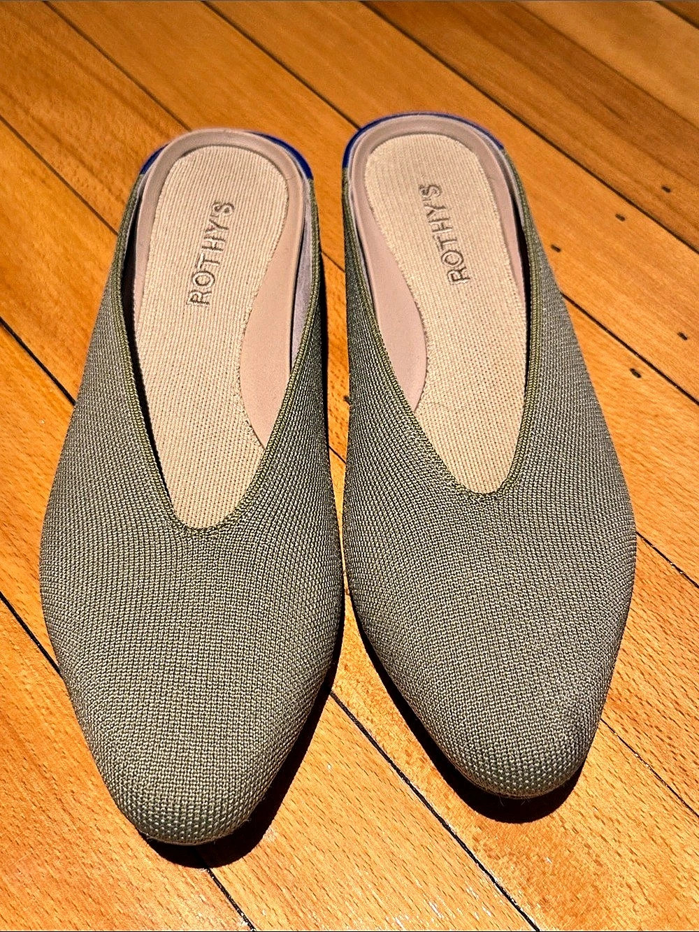 Rothy's The Almond Demi Mule Green Pointed-Toe Mules